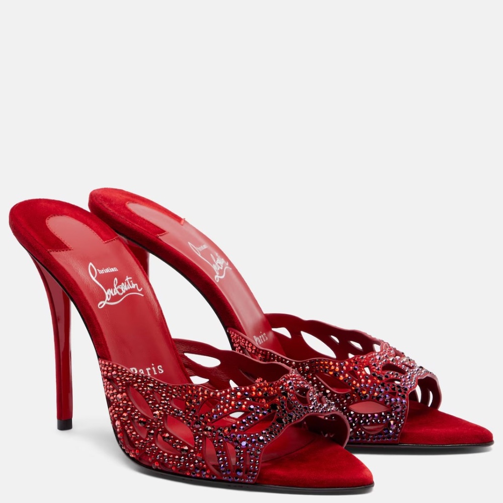 Christian Louboutin Lasera Ombré Crystal Embellished Slide Sandal Size 41 US 11